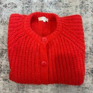 Sezane Emile Red Knit Cardigan